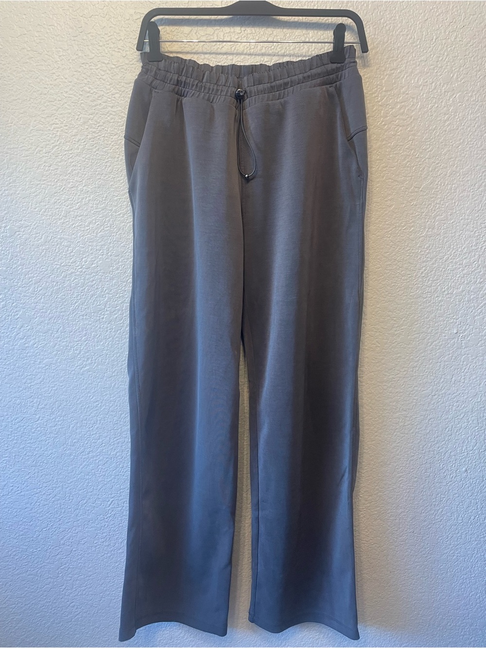 Ododos Modal Soft Wide Leg Pants w/ Adjustable Shockcord High Waisted Charcoal M